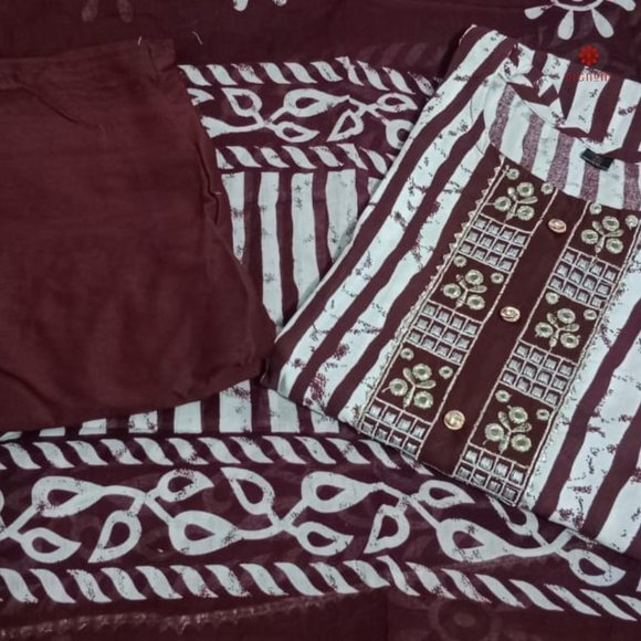Beautiful Rayon Striped Pattern Kurta Pant and Dupatta - Picture 5 of 5